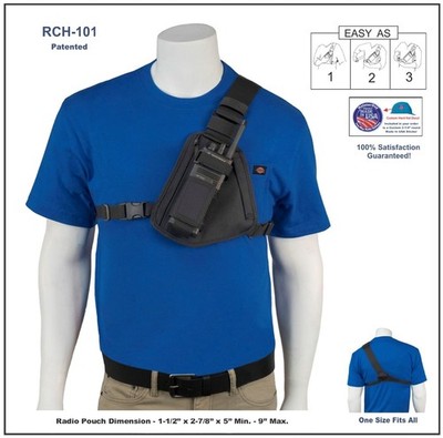 HOLSTERGUY RCH-101B Chest Harness Pack with Adjustable Single Radio Pouch - USA