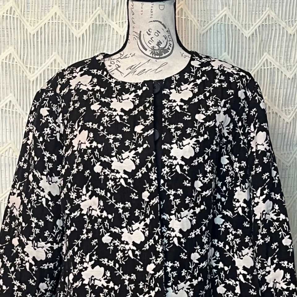 Coldwater Creek Sz 18 Black Ivory Button Down Suit Classic Business Jacket - Image 2 of 4