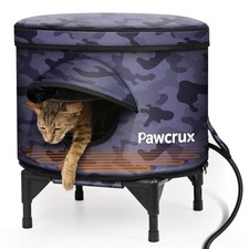 Heated Cat House for Outdoor in Winter, Metal Frame Cat Bed Kitty Shelter wit...