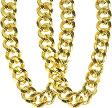 PinCute 2 Pack Big Chunky Gold Chain for Men: Fake Plastic 32 inch 