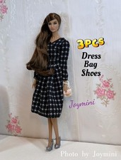 3PCS For Fashion Royalty Integrity Poppy Parker NuFace Dolls Clothes Bag 1/6