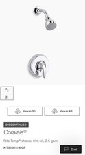 Kohler K-TS15611-4-CP Coralais Rite-Temp 2.5 GPM Shower Trim Kit Polished Chrome