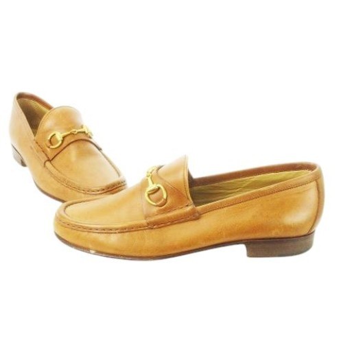 GUCCI Horsebit Leather Loafers Dress Shoes Size:6.5/JP:23.5 Brown 141131K Authen thumbnail 2