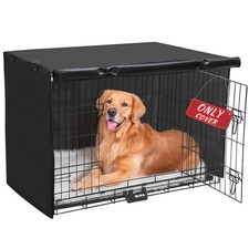 Dog Crate Cover - Double Door Waterproof Pet Kennel Cover, Durable 600D Polye...