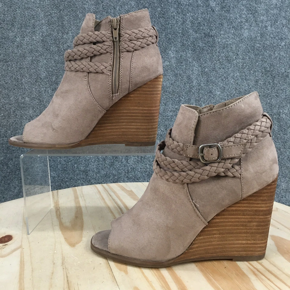 Botas Madden Girl para mujer 8 M Deenverr botines de cuña marrón topo punta abierta trenza Foto 2 de 4