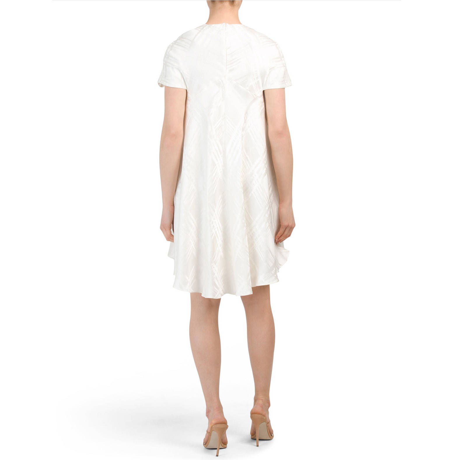 BALENCIAGA DRESS TENT TARTAN JACQUARD PRINT WHITE SILK ASYMMETRIC sz 36 / US 4 thumbnail 2