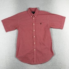 Ralph Lauren Polo Youth L 14-16 Gingham Button Short Sleeve Shirt 100 Cotton