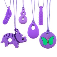 6 PCS Sensory Chew Necklace, Toys Food Grade Silicone for Purple