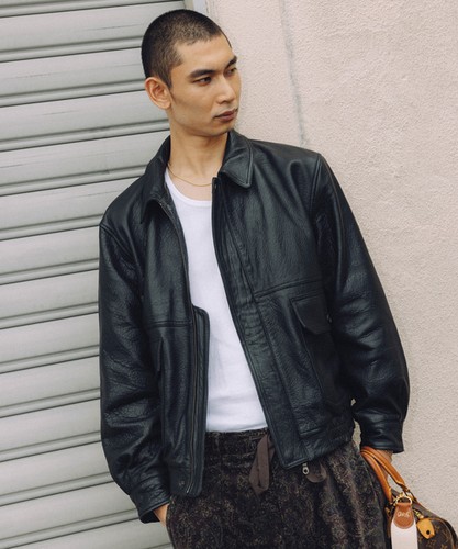 Journal Standard, JOURNAL STANDARD Leather Blouson Vintage Black Lamb Leather Large Men's