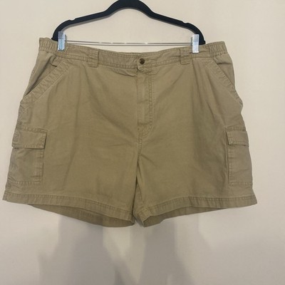 L.L. BEAN light Khaki pure cotton CARGO SHORTS Size 44 (partial elastic waist)