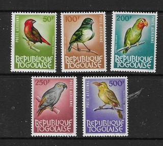 Togo 1965 BIRDS issue of 5 CAT. £100 MINT hinged
