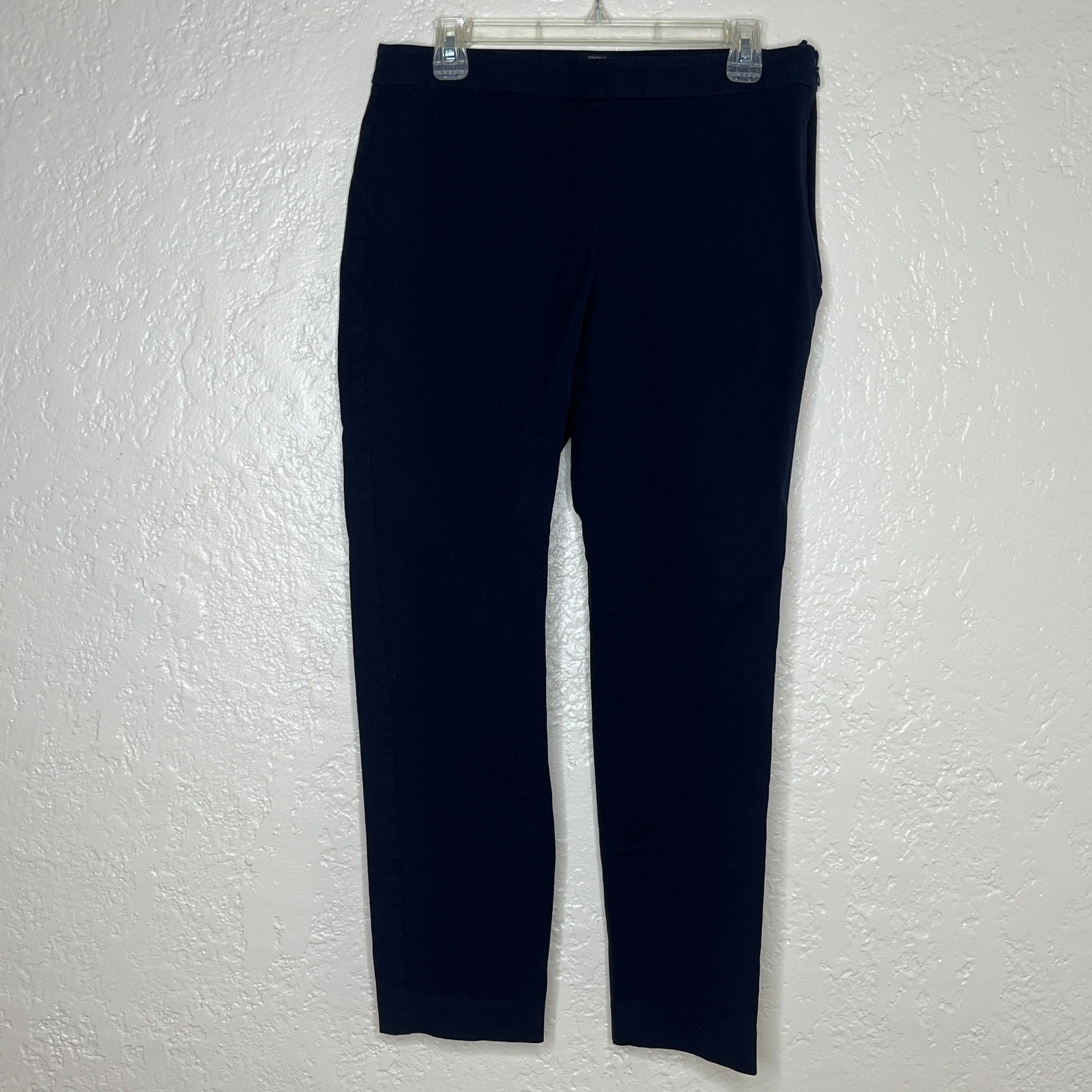 Talbots Women's Chatham Navy Blue Slim Leg Ankle Pants Size 10 Side Zip Stretch