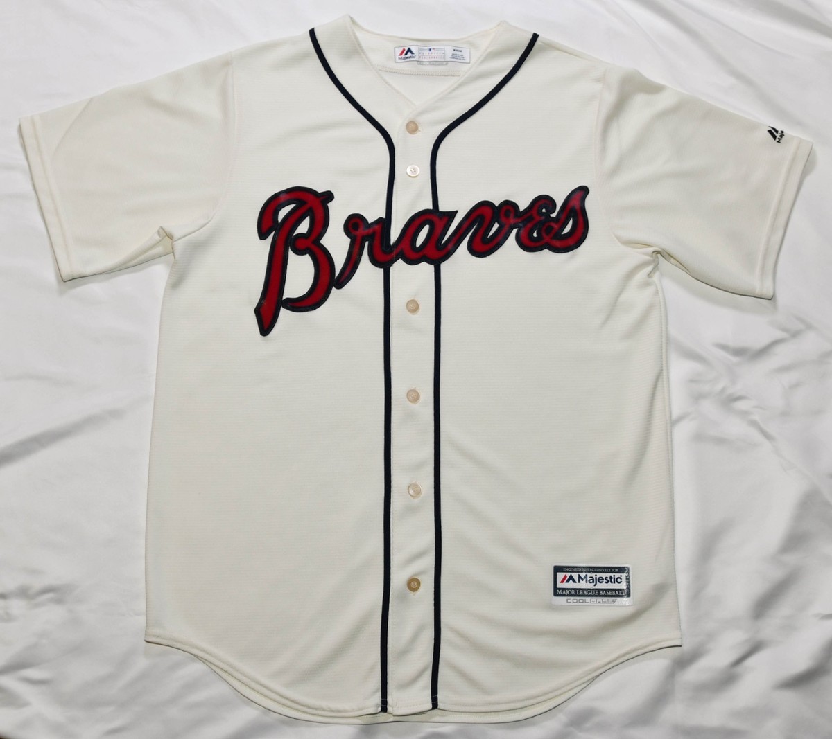 アイドル IVE CREST CROP BASEBALL JERSEY WHITE M Majestic Coolbase Collection Atlanta Braves Off White Cream Jersey
