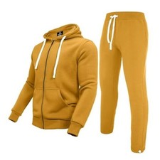 Men's Track suit set Thick Fleece Hoodie Sweatsuit 2 X-Large Yellow-hoodie