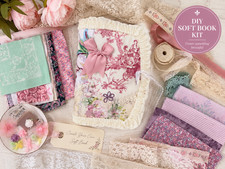 Slow Stitch Soft Book Kit &ndash; Vintage Floral Textile Collage, DIY Fabric Journal