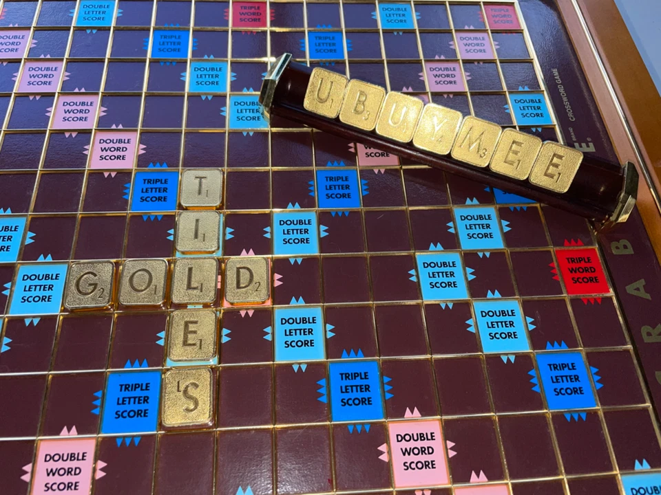 Franklin Mint Scrabble Collector's Ed. 24K Individual Gold Game Pieces/Tiles - Image 2 of 4