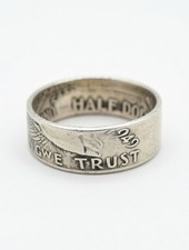 1949 Franklin Half Dollar Coin Ring Size 12 - Handmade 90 Silver