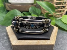 8  Leather Charm Beaded Boho Western Bracelet Stackable Snap New Free Ship B260