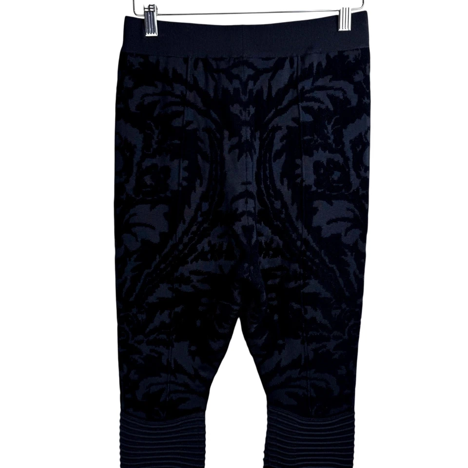 Calça social Ralph Lauren feminina S roxa etiqueta elástica cintura fina veludo floral - Imagem 4 de 4