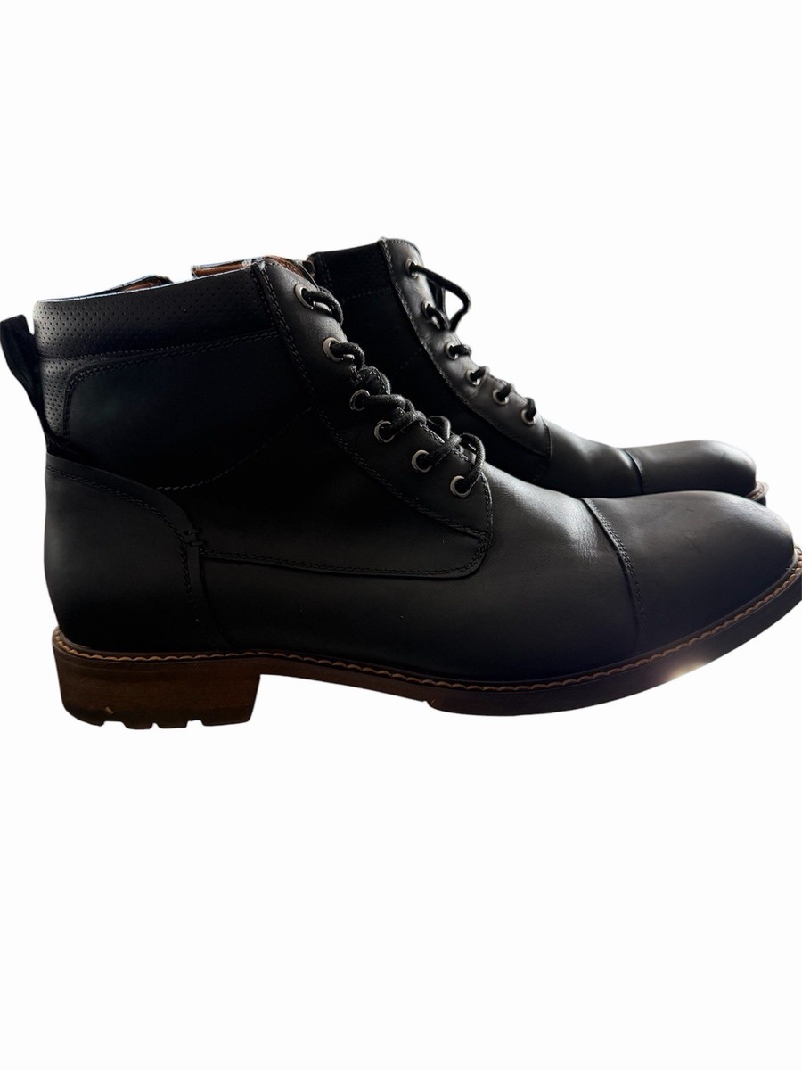 Florsheim MFS3640 Mens 10D Black Leather Cap Toe Boots Zip Lace Up Florsheim Men main image 3