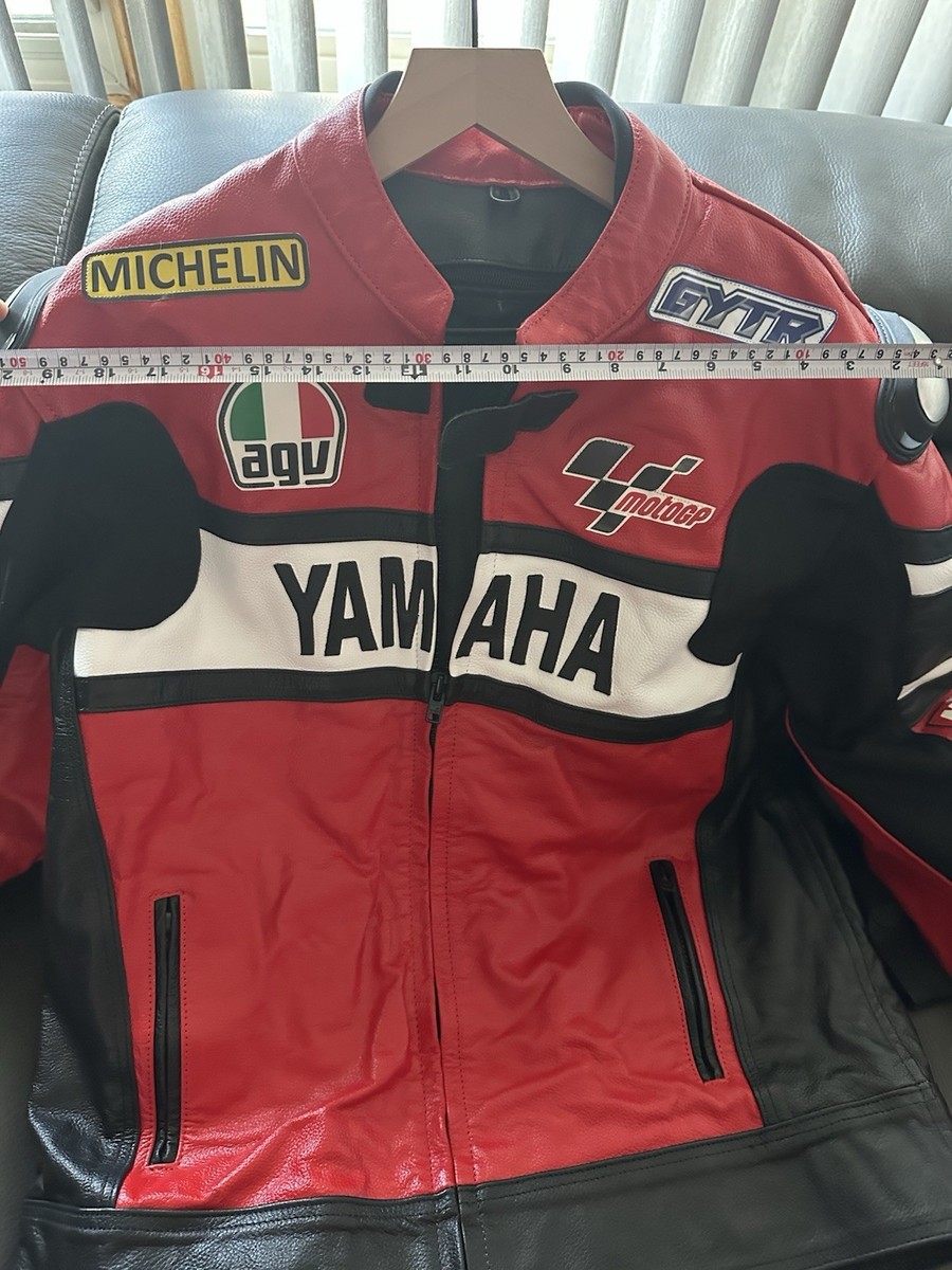 YAMAHA MOTORCYCLE RED LEATHER JACKET WITH HUMP 100% LEATHER LARGE