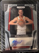 2024-25 Prizm Black Nikola Durisic #RS-DUR Auto RC Rookie Atlanta Hawks
