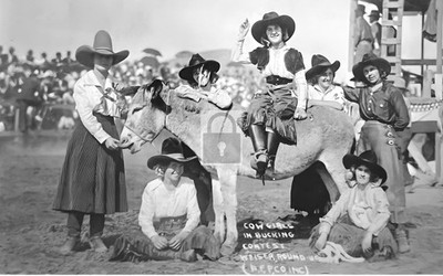 Cowgirl Rodeo Bucking Contest Weiser Roundup Idaho ID - Reprint