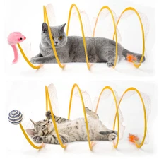 2 Packs Foldable Spiral Cat Tunnel - Large, Interactive, Outdoor & Indoor Pla...