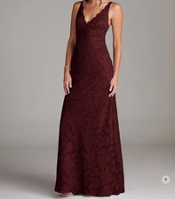 Azazie Sleeveless Lace Bridesmaid Dress Cabernet Regular Size A2 Elegant Gown
