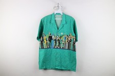 Vintage 70s Rockabilly Mens Medium Faded Star Party Camp Collar Button Shirt USA