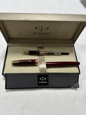 Parker Sonnet Fountain Pen 18K F Nib Red Made in France with Box and Papers