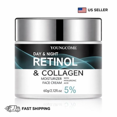 60g Retinol Collagen Face Cream 5% Anti Aging Moisturizer Hyaluronic Acid