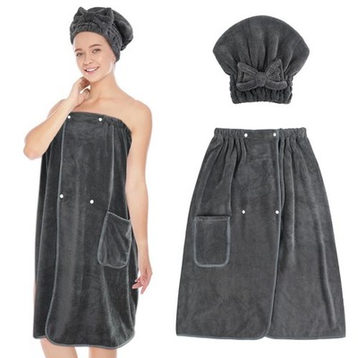 Microfiber Women Hair Drying Towel and Bath Towel Wrap, Adjustable Soft Body ...