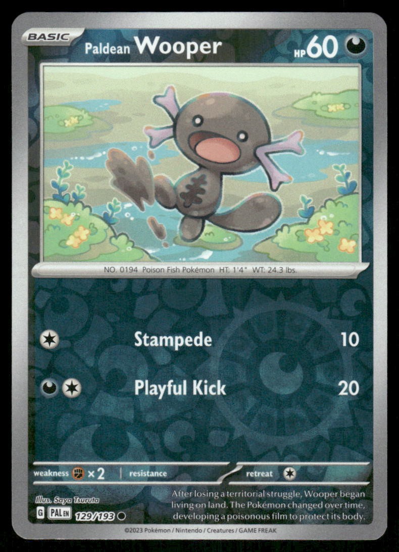 Pokemon Paldea Evolved Paldean Wooper 129/193 Common REVERSE HOLO Near Mint