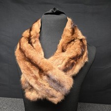 Vintage Real Mink Fur Collar Mahogany Brown Elegant Wrap Accessory Classic