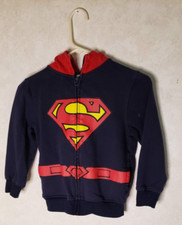 Superman Logo Childs Full Zip Hoodie Size 7 Sweatshirt