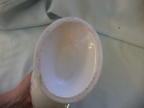Grande vaso decorativo vittoriano dama in abito blu farfalla in flora - Foto 9 di 10