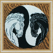 DIY Bead Embroidery Needlepoint Kit "Yin and Yang " Stitching Handmade Beadwork