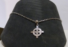  CROCE CELTICA incisa con catena forzatina 50 cm. in argento 925 sterling silver