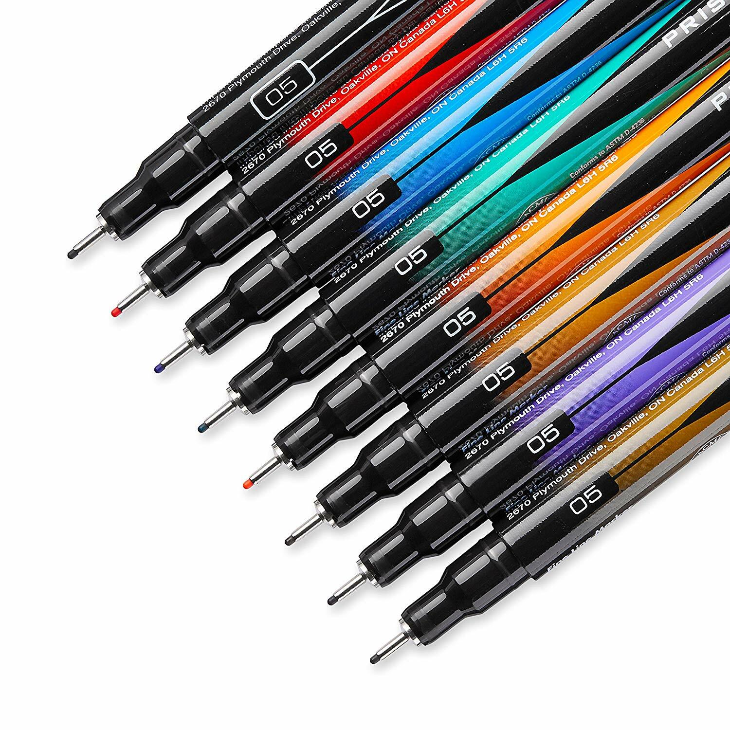 14174 PrismaColor Premier 05 Fine Line Marker, 0.5mm Needle Tip, Set of 8 Colors