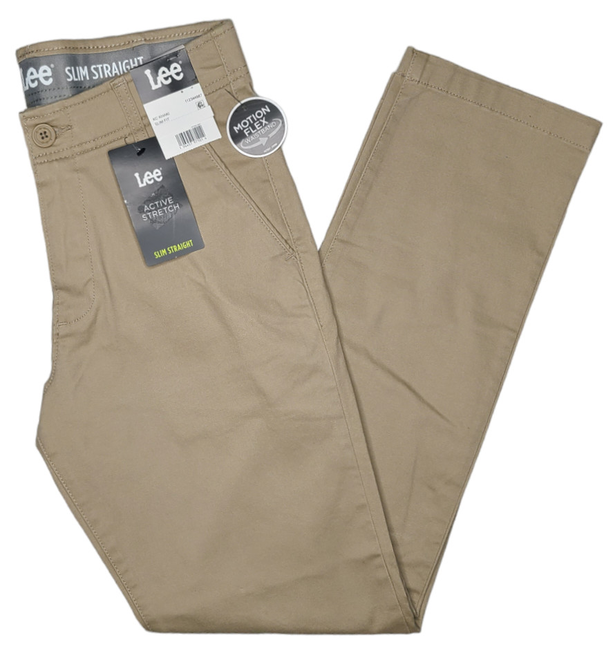 Lee #11598 NEW Men's Active Stretch Motion Flex Waistband Slim Straight Pants
