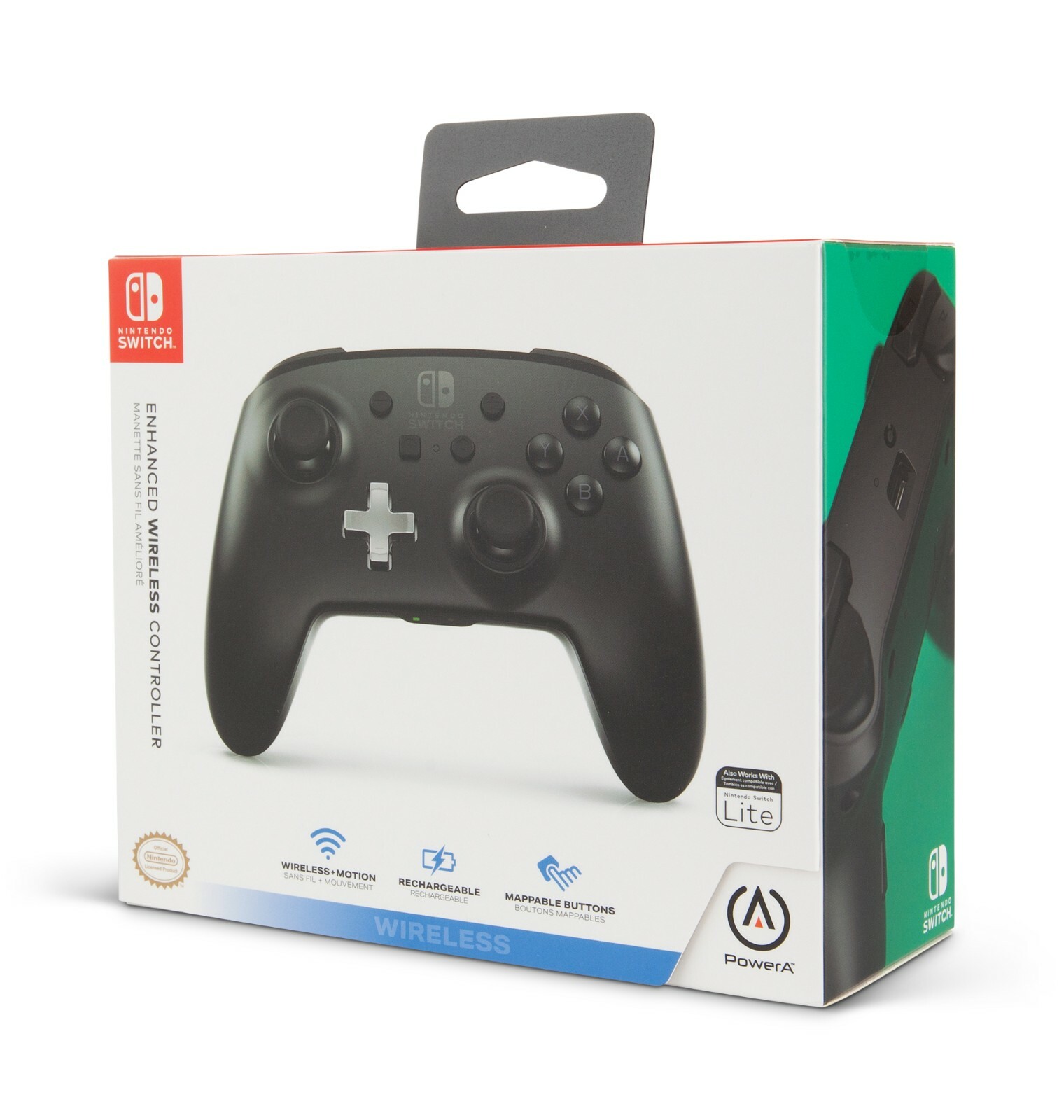 Manette sans fil pour Nintendo Switch, coloris noir mat avec piles incluses