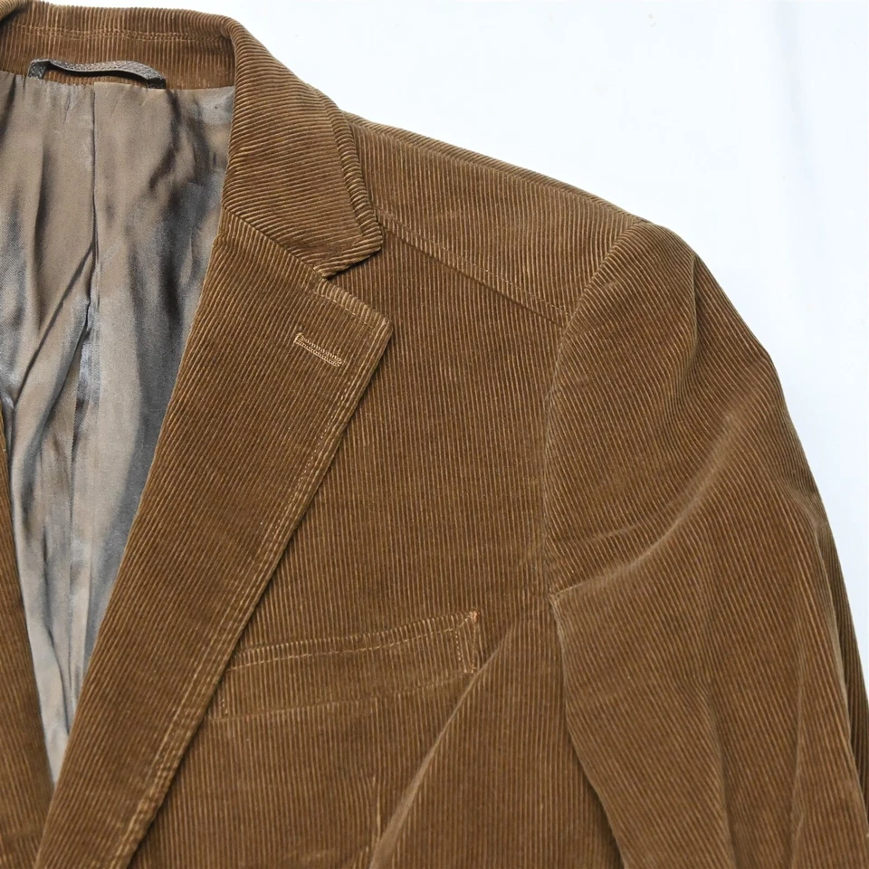 Ibiza 42R Tan Brown Corduroy Armino Mens Blazer Sport Coat Jacket - Image 2 of 4