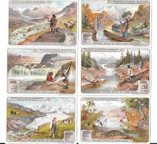 LIEBIG TRADE CARDS, THE SOURCES OF IMPORTANT RIVERS 1908 Set of 6 Cards S945 Fr.