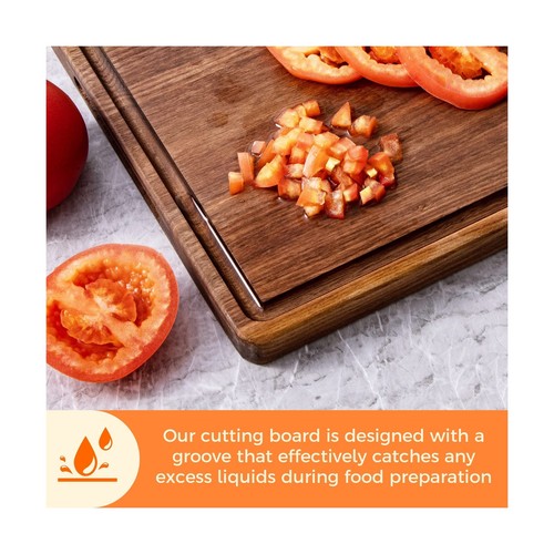 Large Walnut Cutting Board with Handles, Groove & Butcher Block Design - Perf... - Picture 3 of 6