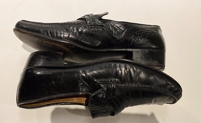 Vintage Moreschi Black Leather Loafers Mens Sz 8.5 Made in  display picture 3