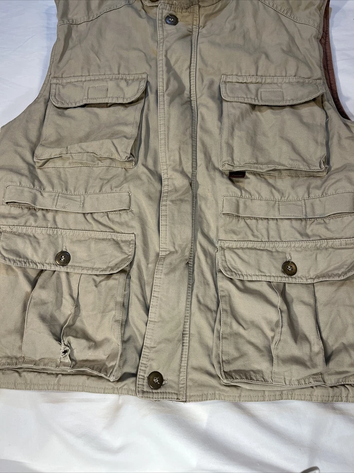 Duxbak Men’s Wuilted Insulated Khaki Hunting Fishing Vest Sz Medium Full Zip - Image 3 of 4