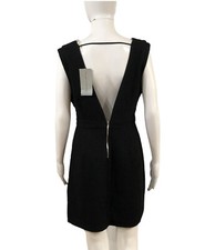 Mittoshop Womens Size L Dress Sheath Black Open Back Sleeveless V Neck New