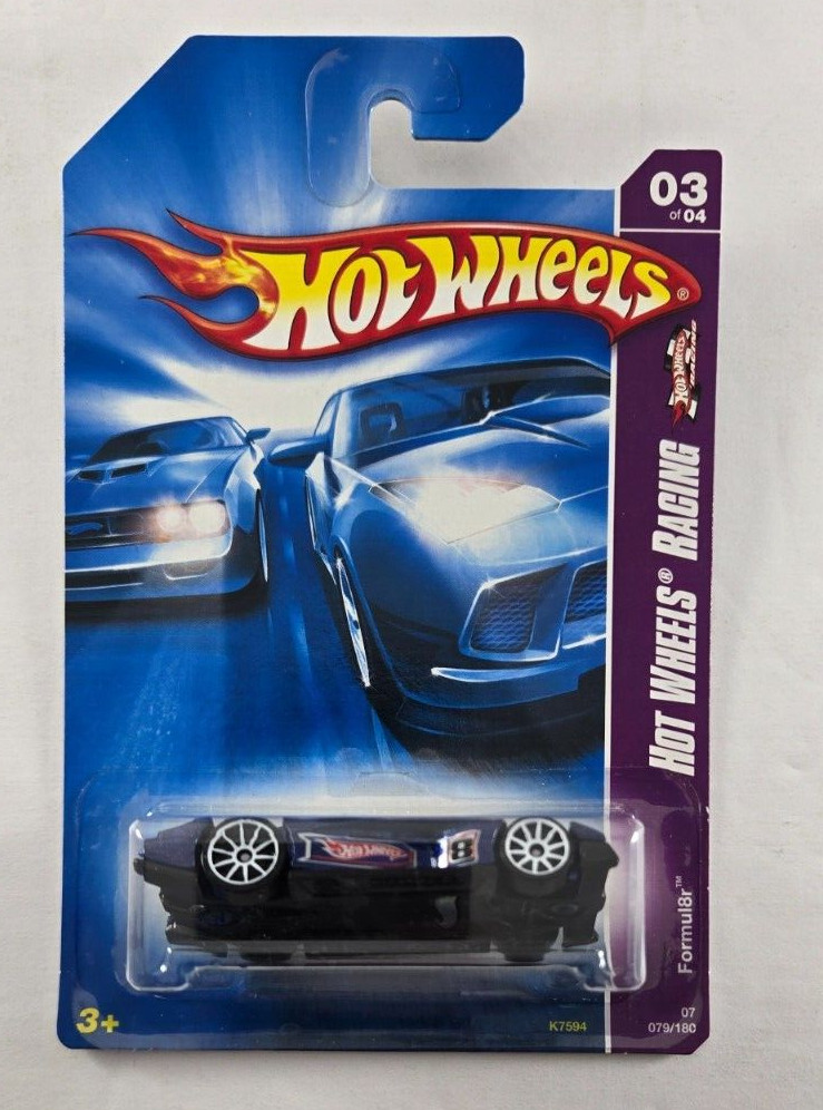 2007 HOT WHEELS HW RACING FORMUL8R #03/04  079/156 Blue w/White 10 Spoke Wheels