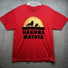 Disney Lion King Hakuna Matata Shirt Mens L Red Graphic Tee Simba Pumbaa Timon